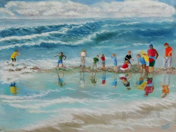 印象派 Painting - ジェームス・ゲデス・ビーチへの遠足 子供の印象派